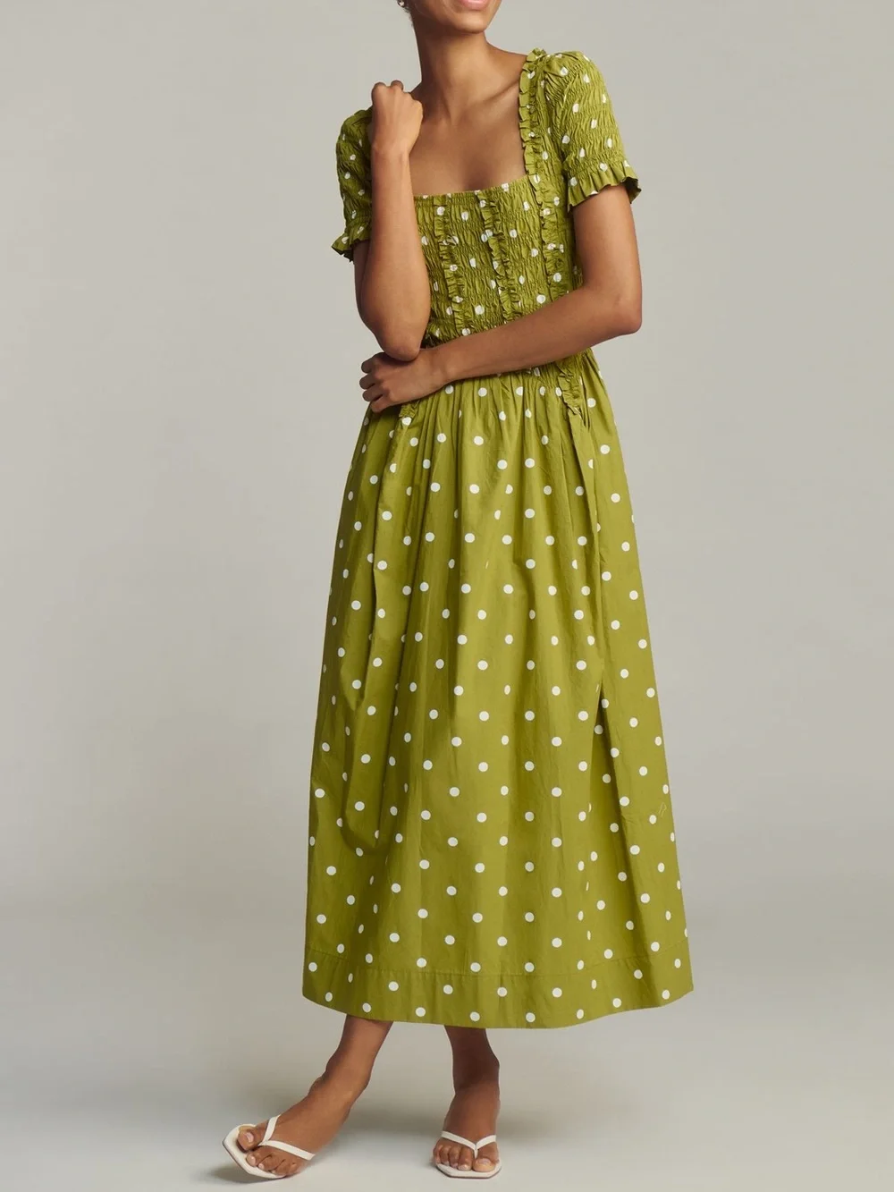 Dress bundle, yellow dress and green polka dot dress